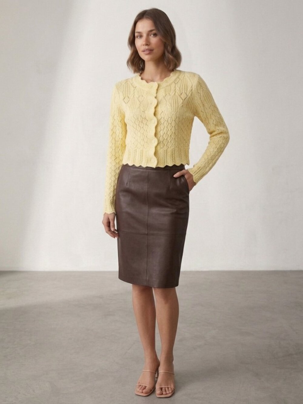 New House of Harlow 1960 Butter Yellow Knit Cropped Cardigan Sweater S